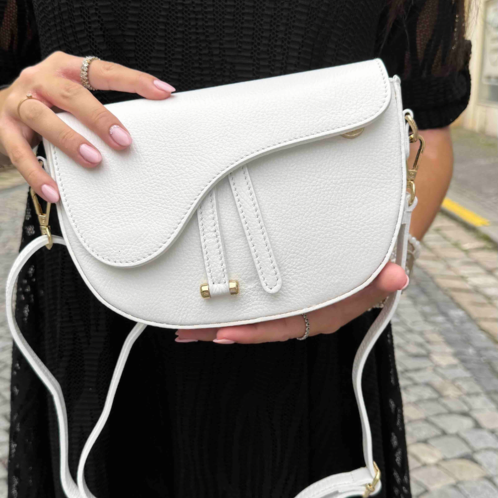 Dámská kožená kabelka BORSE IN PELLE mini bílá+